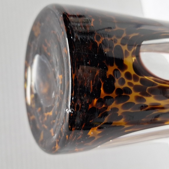 #AEY Blown glass vase two-tone Browns and clear - Picture 5 of 6